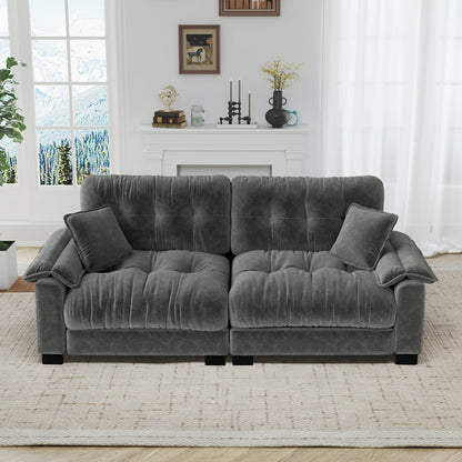Modern 94" Chenille Pleated 3-Seater Sofa with Durable Spring Support & Thick Dense Foam Cushions
