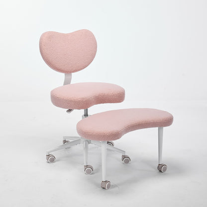 Meditation Chair Plus, Cross Legged Chair with Wheels, ADHD Chair, Criss Cross Desk Chair with Lumbar Support and Adjustable Stool – Pink