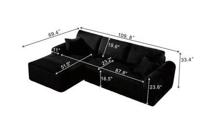 109"Cloud Modular Sectional Sofa Couch with L-Shape Chaise,Modern Minimalist Upholstered Couches for Living Room Bedroom,Deep Seat Corner Couch,No Assembly Required