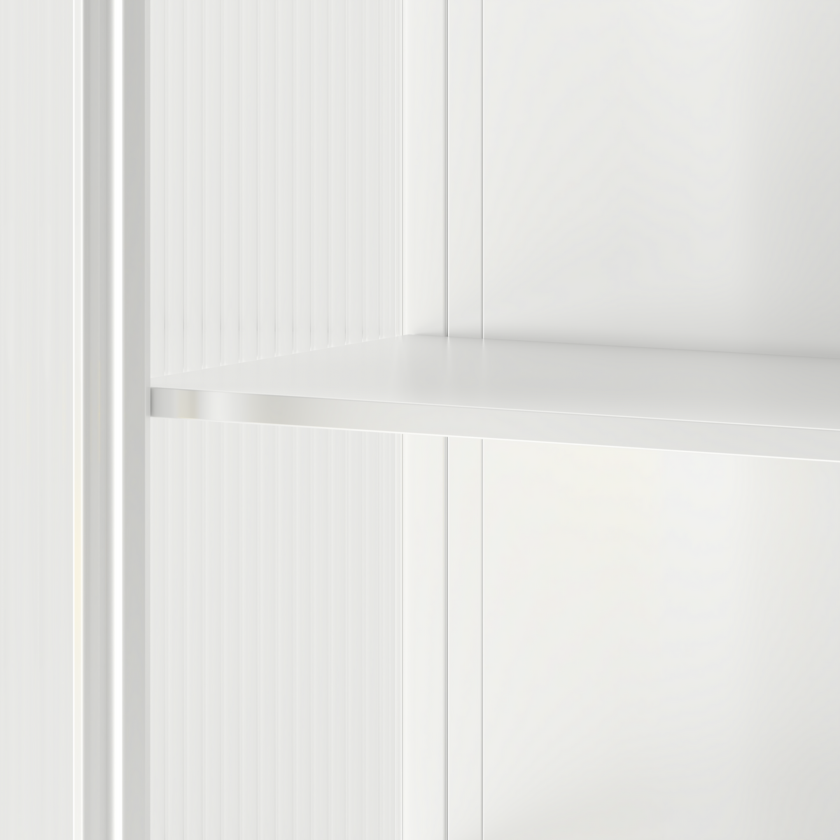 27.56"Glass Doors Modern Two-door Wall Cabinet with Featuring Three-tier Storage for Entryway Living Room Bathroom Dining Room,White(same sku:W757119328)