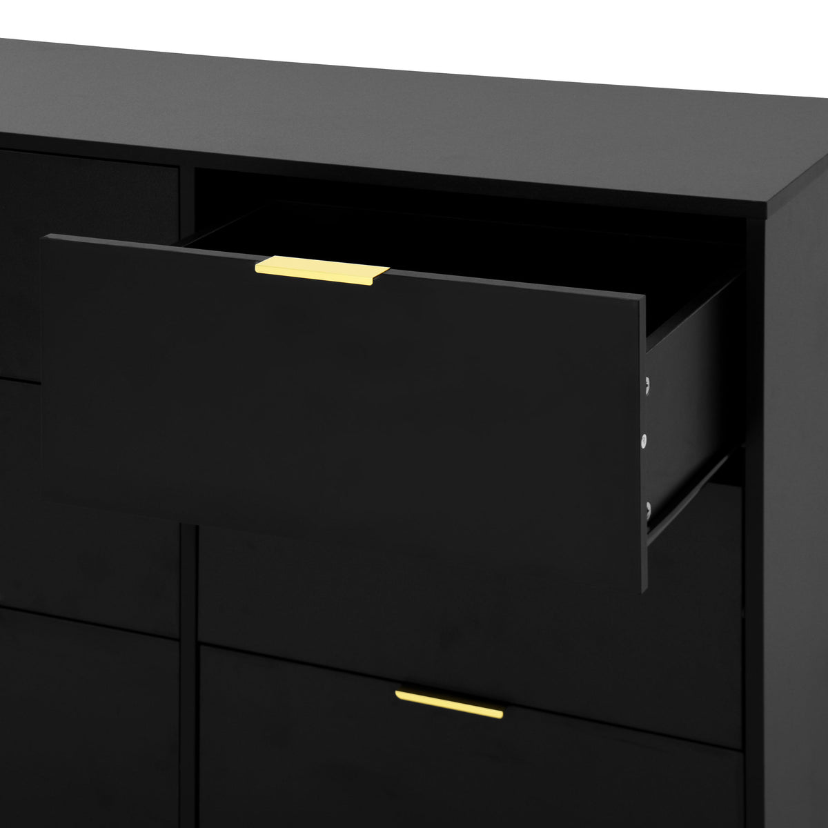 Black 9 Drawer Dresser, 63" Large Deep Chest of Drawers, Wooden Dresser Storage Cabinet with 9 Drawers, Long Dressers