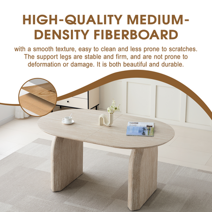 Wood Extendable Dining Table, Modern Oval Kitchen Table with Stylish Dual - Pillar Design, Perfect for Home Dining & Gathering, Multi-functional and Space-saving, Living Room and Dining Room.