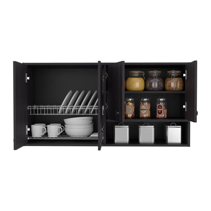 Napoleon Wall-Mounted Kitchen Cabinet with 4 Door Closed Storage Cabinets, Interior Shelves and Open Small Storage Space