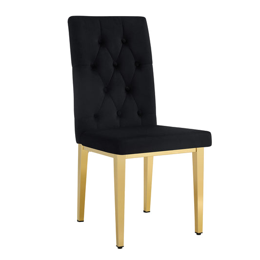 Modern Black Velvet Dining Chairs Set with Gold Metal Legs for Kitchens and Conference Rooms