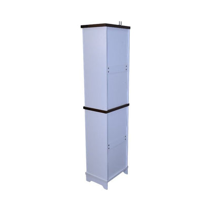 Narrow cabinet, Bathroom Storage Cabinet, Farmhouse Storage Cabinet with Adjustable Shelves & Storage Drawer, Tall Linen Tower – Black