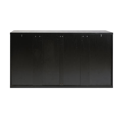 63" Fluted Console Table with 3 Drawers, Long Sofa Table Behind Couch for Living Room, Hallway, Foyer,Black