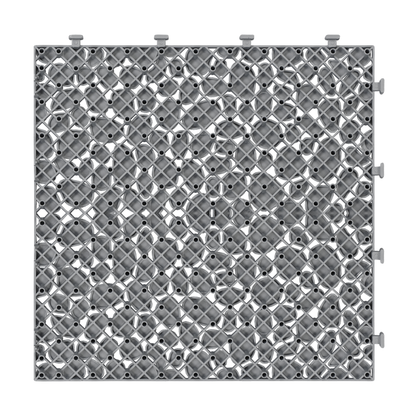 12 x 12 Inch Gray Interlocking Deck Tiles Plastic Waterproof Outdoor All Weather Anti-slip Bathroom Shower Balcony Porch Strong Weight Capacity Upto 440 LBS, Pebble Stone Pattern Pack of 12