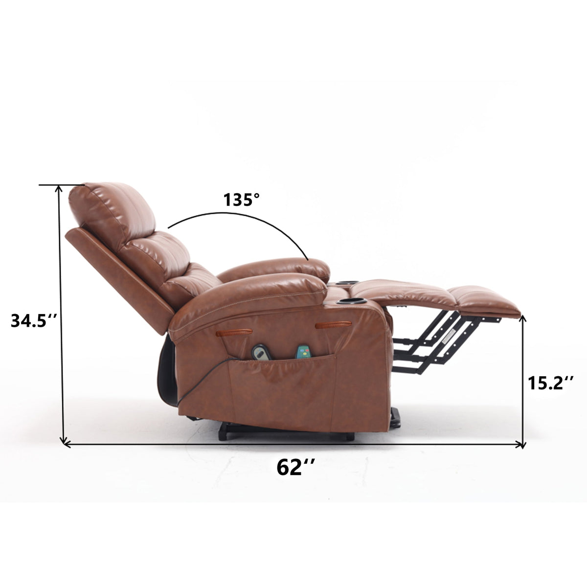 21"seat width,large size Electric Power Lift Recliner Chair Sofa for Elderly, 8 point vibration Massage and lumber heat, Remote Control, Side Pockets and Cup Holders, cozy fabric, overstuffed arm pu