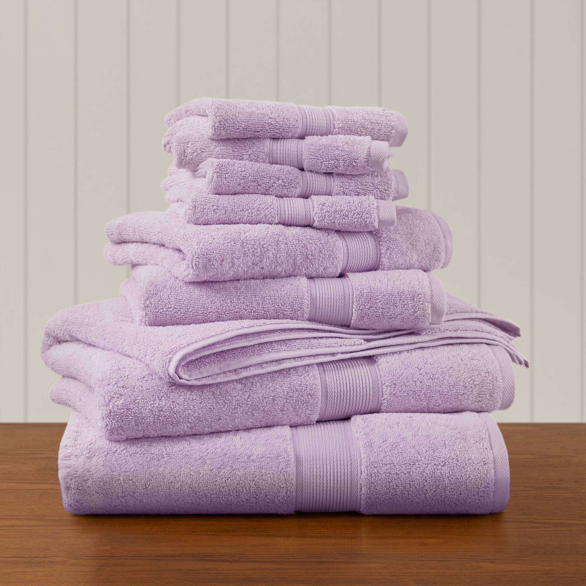 8-Piece Ultra-Soft 100% Cotton Absorbent Towel Set, Lilac