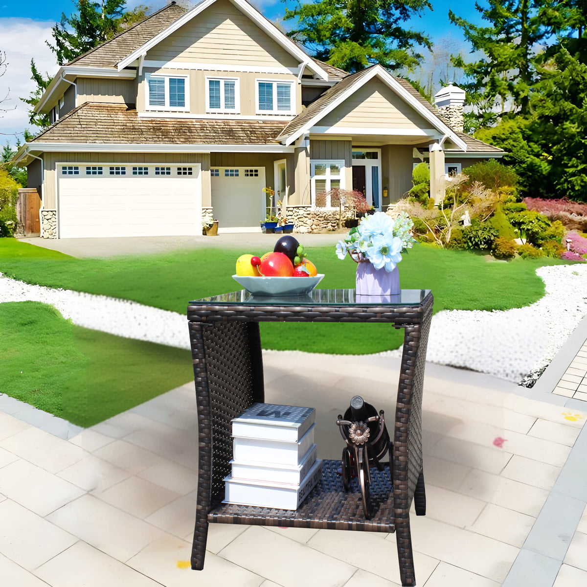 Outdoor patio Furniture 1 Coffee Table with clear tempered glass – Model W20967009