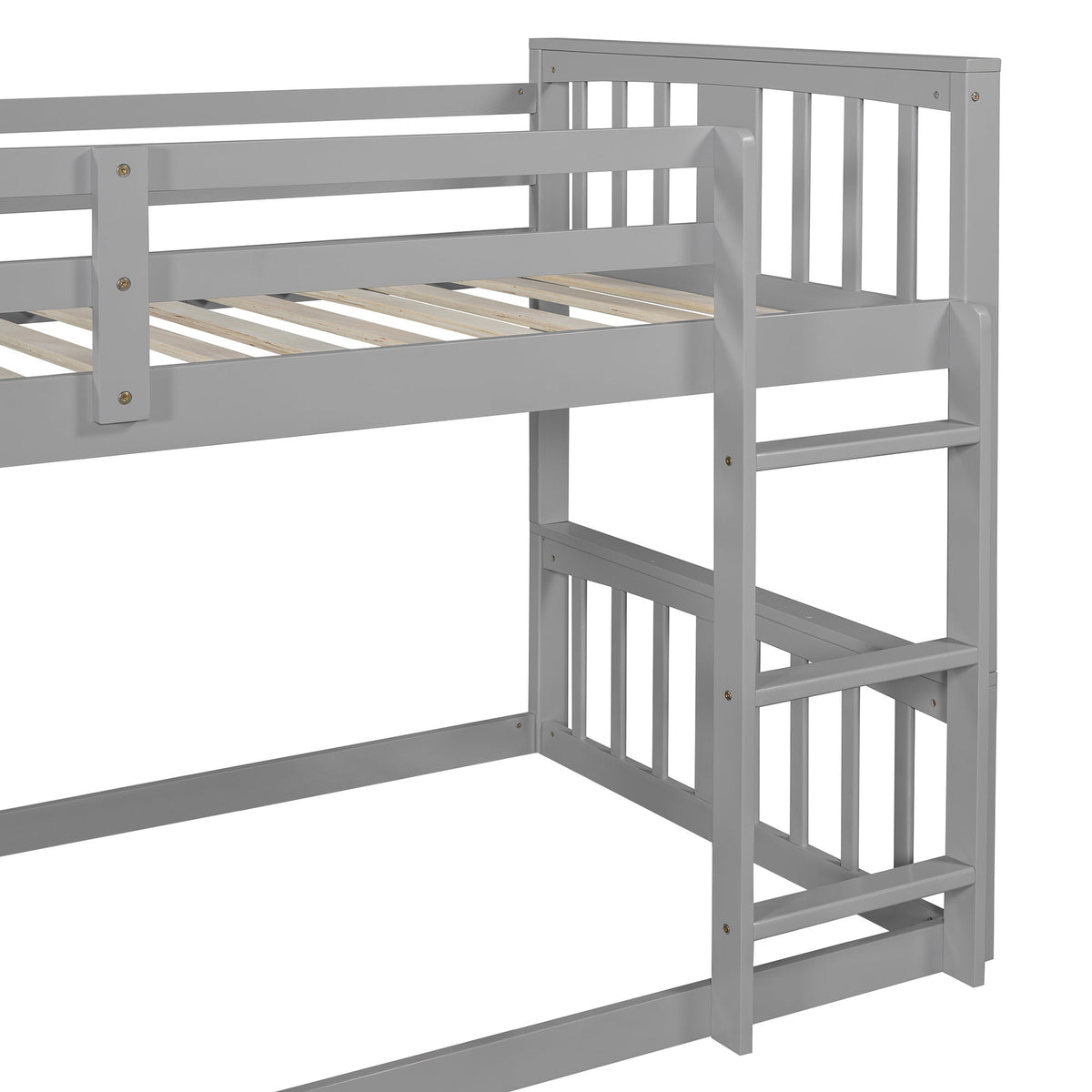 Twin Over Twin Bunk Bed with Ladder, Gray (Old SKU:N708P242163E)
