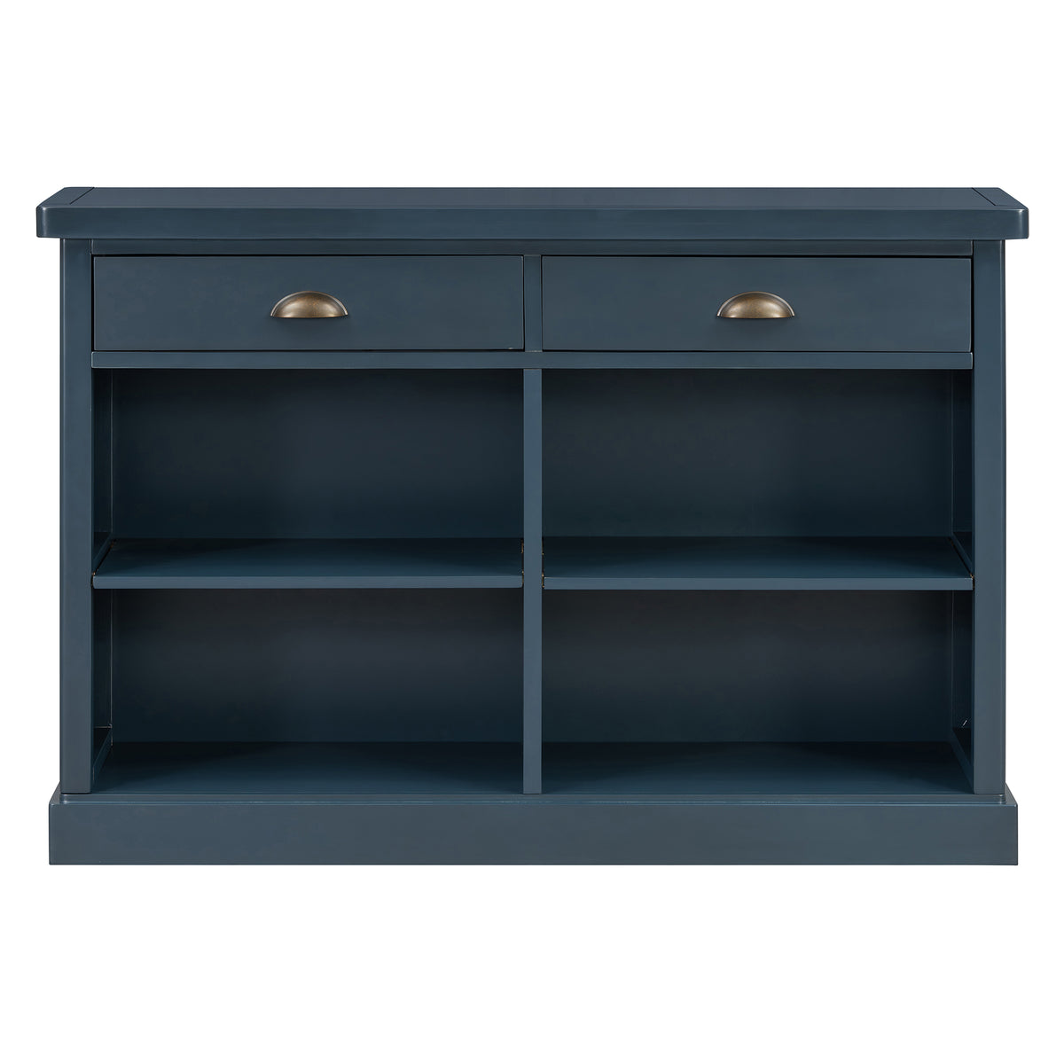 TREXM Console Table with 2 Drawers and Open Storage Shelves, Entryway Table for Living Room, Hallway and Dining Room (Navy)