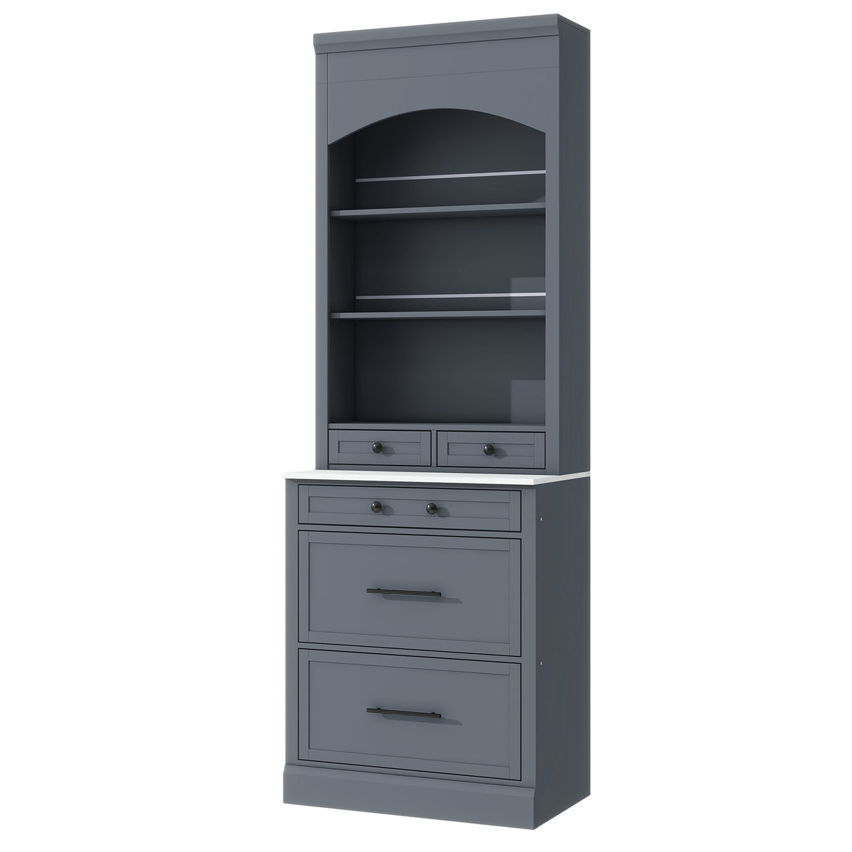 [Assembly Video Provided] TOPMAX Modern 83.7inch High Kitchen Pantry, Freestanding Tall Kitchen Hutch with Faux Marble Top – Model SP000075AAE