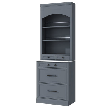 [Assembly Video Provided] TOPMAX Modern 83.7inch High Kitchen Pantry, Freestanding Tall Kitchen Hutch with Faux Marble Top – Model SP000075AAE