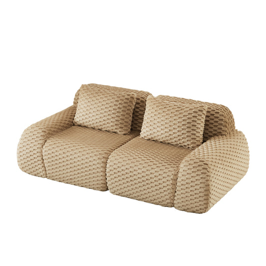 82" Modern Modular Sectional Sofa, Flannelette Fabric, highly textured, Oversized 2-Seater Couch with Deep Seat, Buckle connection