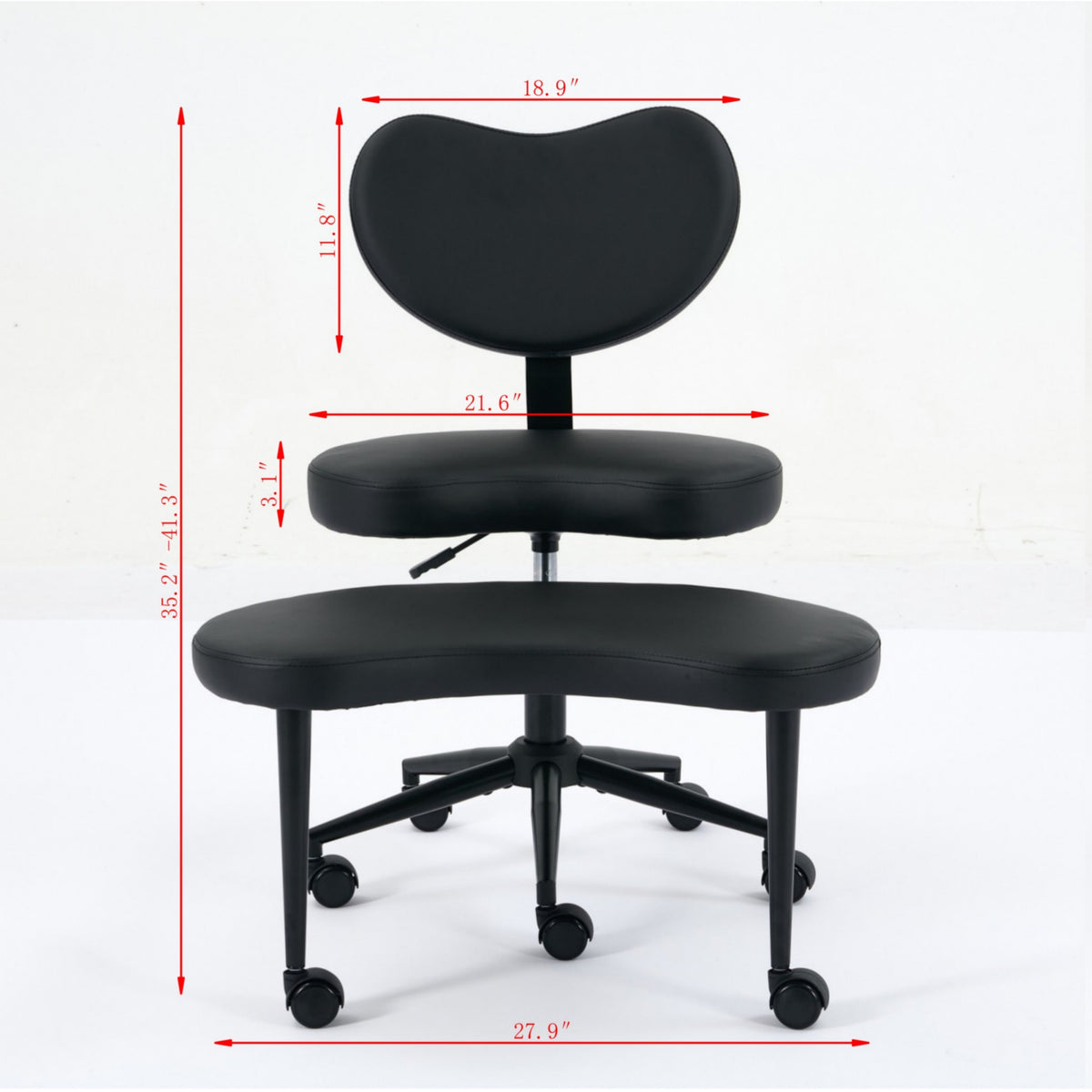 Meditation Chair Plus, Cross Legged Chair with Wheels, ADHD Chair, Criss Cross Desk Chair with Lumbar Support and Adjustable Stool – Black