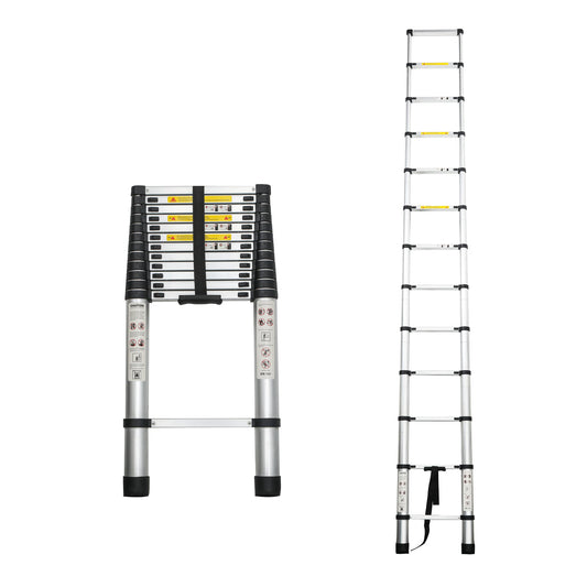 Telescoping Ladder 12.5FT, Telescopic Extension Ladder, Aluminum Alloy Folding Ladder Portable Multi-Purpose for Indoor Outdoor Work