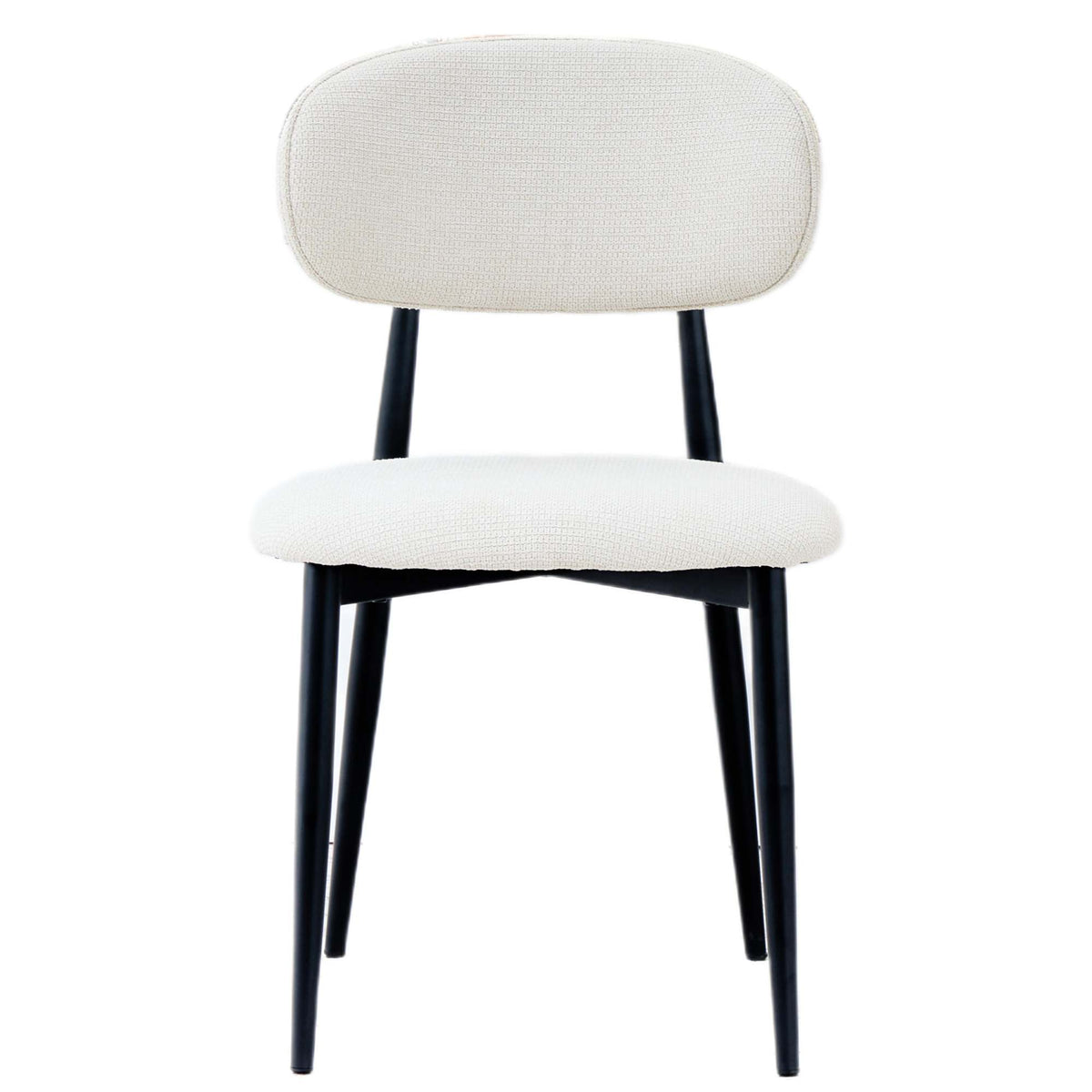 Fabric Dining Chairs, Upholstered Side Chairs with Black Metal Legs, 32.8' H x 19.6' W x 22' D, 19.3' Seat-High, Modern Kitchen Chairs for Dining Room, Living Room-Seat of 2,Black Frame and Beige Seat