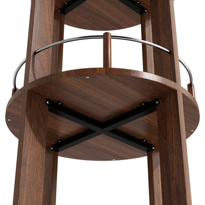 73" Tall Round Wine Rack, Freestanding Wine Bar Cabinet With 360° Rotating Design Wine Glass Rack, 360° Smooth Rotation & Stable Base, 3-Tier Storage Shelf, MDF & Metal, Walnut