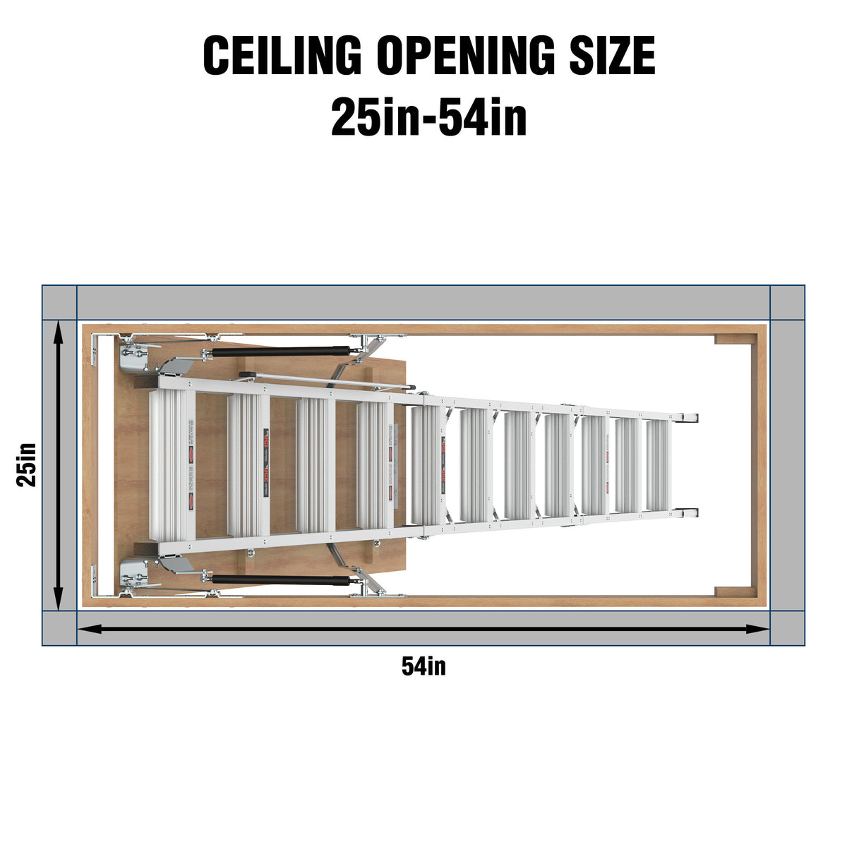 Household Aluminum Attic Ladder 25' x 54' ,350lbs Capacity, 7-10 ft Ceiling Height