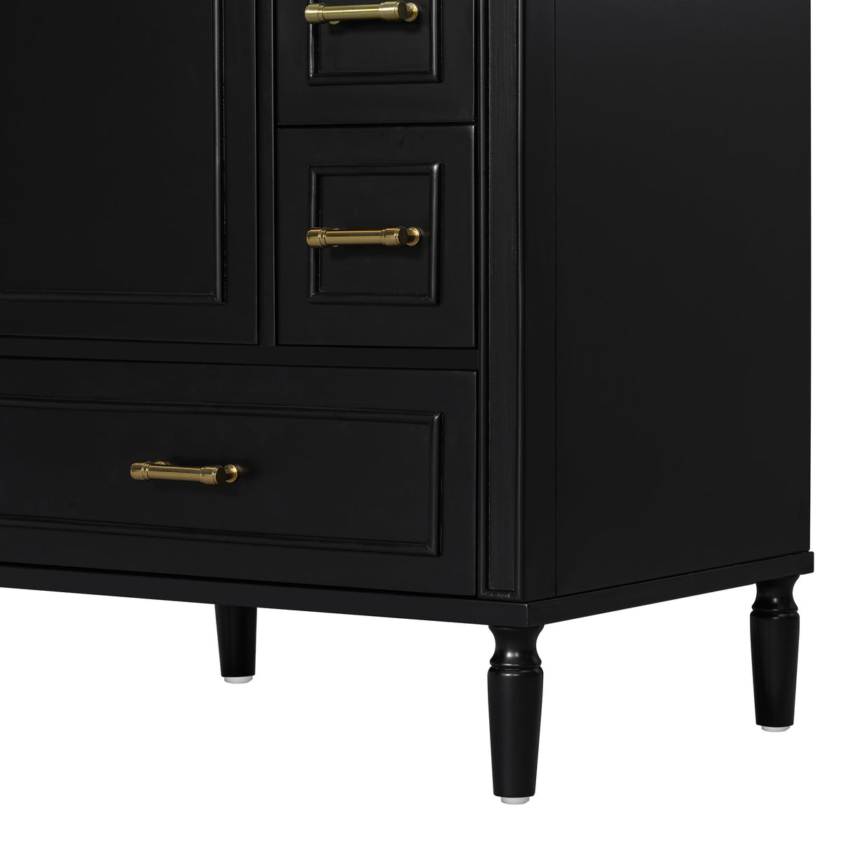 24' Modern Bathroom Vanity with Ceramic Sink, Soft-Close Door, 3 Drawers, Gold Handles, and Door-Mounted Rack for Space-Saving Storage(Old SKU:N729P373272B)