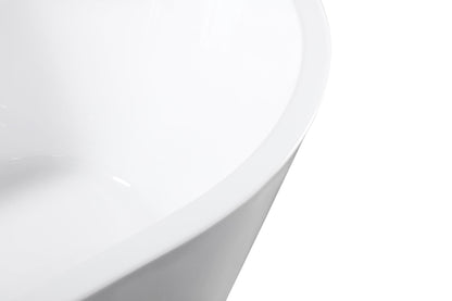 59" Acrylic Freestanding Bathtub, Stand Alone Soaking Tub, Glossy White Acrylic, Toe-tap Chrome Drain, cUPC Certified
