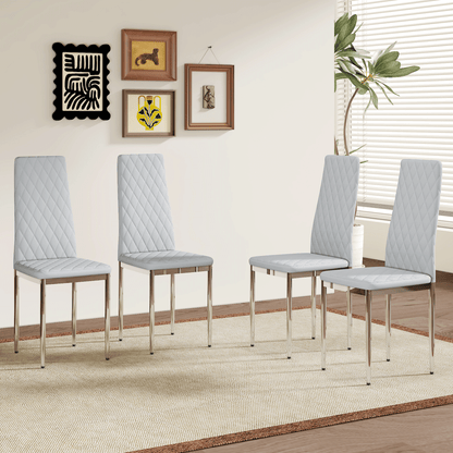 Modern Style Dining Chairs Set of 4 in Light Gray, Essential for Minimalist Homes.Meeting Family Dining Needs, PU Material Seat