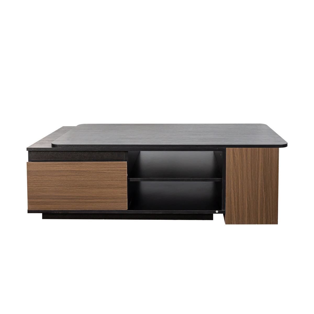 Extendable Coffee Table, Length Adjustable Wood Coffee Table with 2 Storage Drawers, Large Long Rectangular Center Table