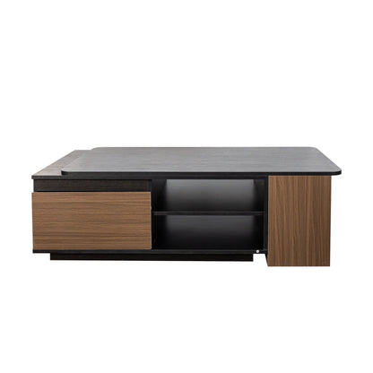 Extendable Coffee Table, Length Adjustable Wood Coffee Table with 2 Storage Drawers, Large Long Rectangular Center Table