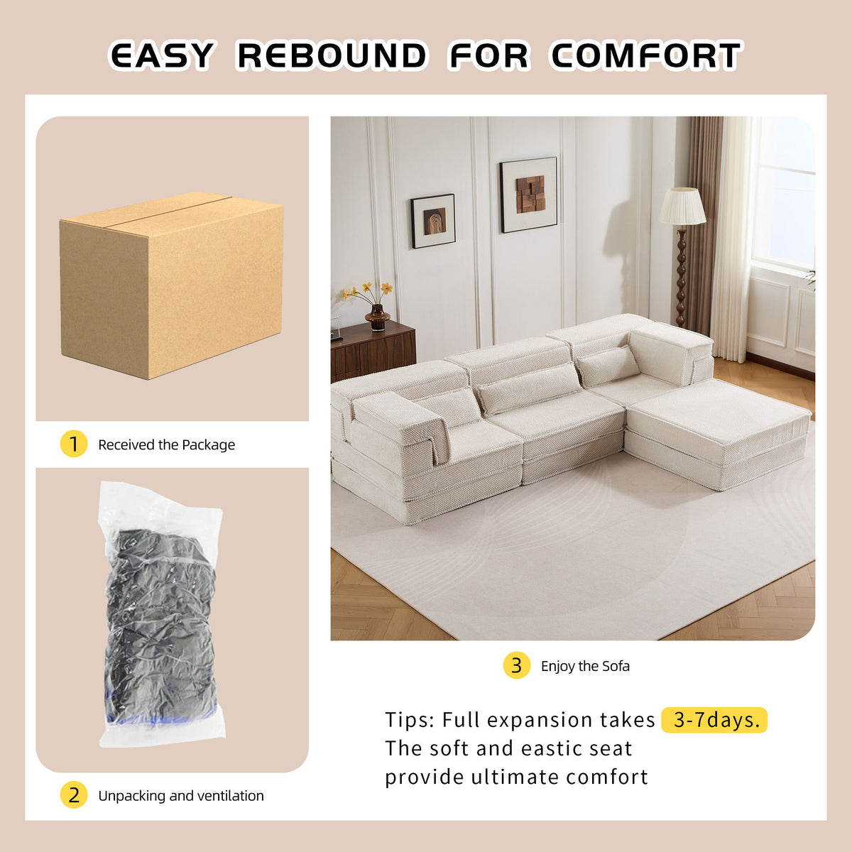 Compression Mahjong Sofa, Convertible Floor Sofa Bed, DIY Boneless Modular Sectional Sofa, No Assembly Required, Circle fleece fabric – Model W3723S00023