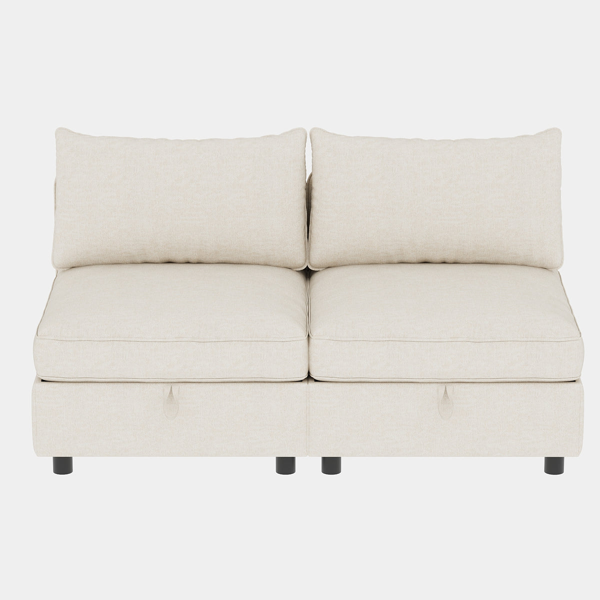 Armless Seat for Modular Sectional Sofa, Convertible Sofa Seat With Storage, Sleeper Sectional Sofa Set, Fabric Flexible Modular Combinations for Living Room(2PCS)