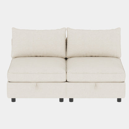 Armless Seat for Modular Sectional Sofa, Convertible Sofa Seat With Storage, Sleeper Sectional Sofa Set, Fabric Flexible Modular Combinations for Living Room(2PCS)