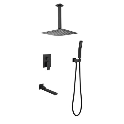 Shower System with Tub Spout,10 inch  Shower Head Shower Set for Bathroom Matte Black