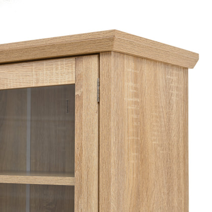 [Assembly Video Provided] TOPMAX Farmhouse 35.4x17.7x74.8inch Freestanding Buffet with Hutch – Natural