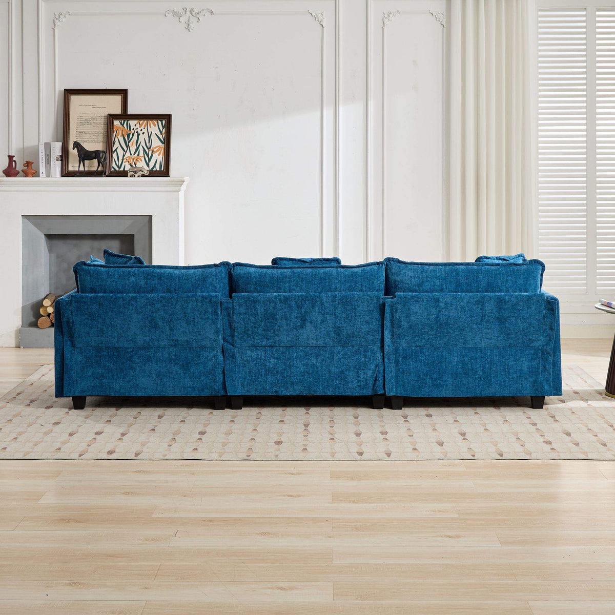 Cloud Sofa 3 Seats (Ottoman is not included), Modern Sectional Couch, Comfy Double Layer Upholstered Seat Cushion – Blue