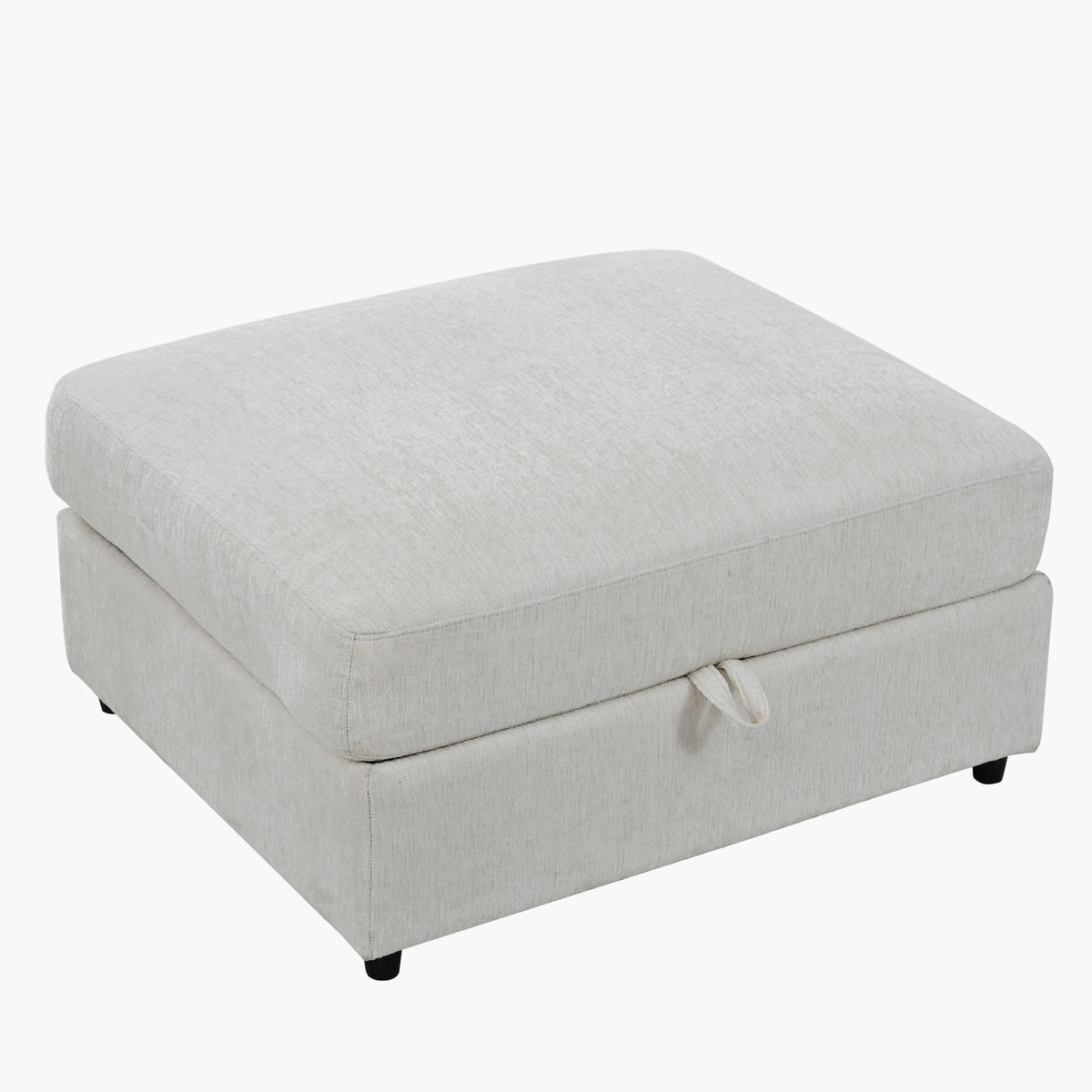 U-Style 102.4" U Shaped Sectional Sofa, Chenille Modular Couch with Curved Ottoman & Storage Ottoman, 3 Seater Sofa with Drop Down Console and 2 Cup Holders, Solid Pine Wood Frame for Living Room