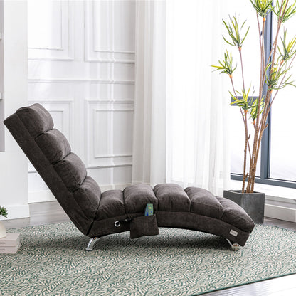 Ergonomic Linen Massage Chaise Lounge with Remote Control, Dark Gray, Electric Massage Lounger with 5 Modes