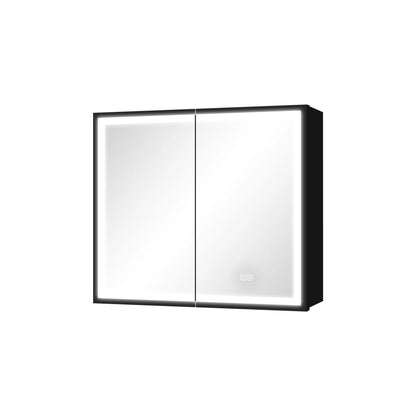 30*26 inch Black Metal Framed Wall mount LED Bathroom Medicine Cabinet with Mirror