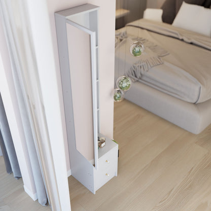 Simple Stylish Dressing Mirror Cabinet, Cosmetic Organizer Cabinet, Jewelry Cabinet, Extra Large Full Body Mirror, Multi Layer High Capacity Storage, 11.8" x 15.7" x 63", EPA, GCC, UL Certificate