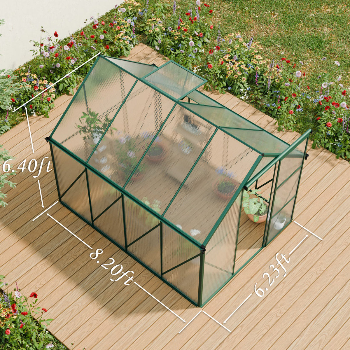 Green-6 x 8 FT Outdoor Patio Greenhouse
