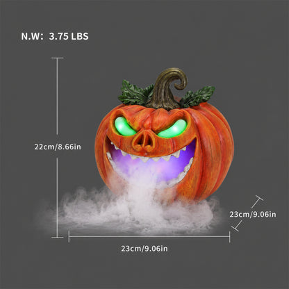 Halloween Pumpkin Monster Mist Maker, LED Light Up Fogger Figurine