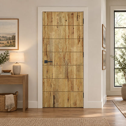 44 in. x 96 in. Hollow Core Weather Oak Stained Pine Wood Interior Door Slab