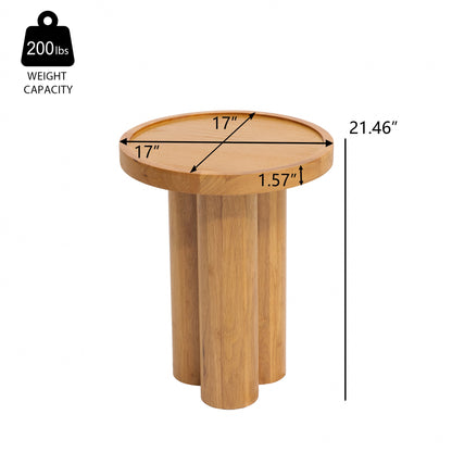 Round Solid Wood End Table,Natural