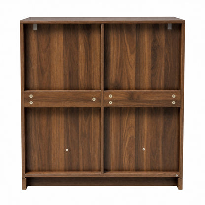 Bookshelf with 2-Door  Glass Cabinet, 3-Tier Open Storage Book Case, Modern Display Storage Cabinet for Living Room, Home Office