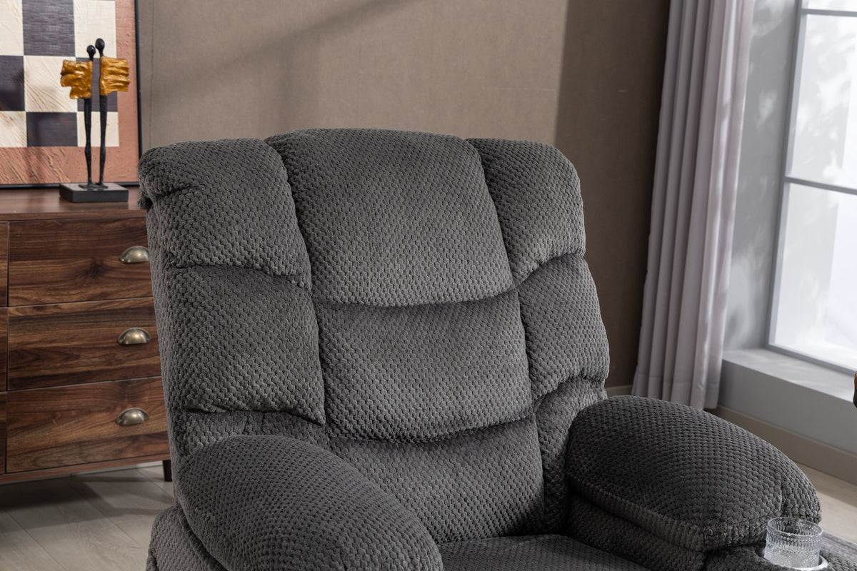 Ultra wide electric lounge chair with hot massage heating and auxiliary standing function - velvet rotating lounge chair for living room, bedroom, and office use