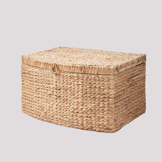 Ludmilla Rectangular Curve Water Hyacinth Woven Wicker Trunk with Handles - 26" x 19" x 14" - Natural Brown - For Clothes, Toys, Magazines and Book Storage