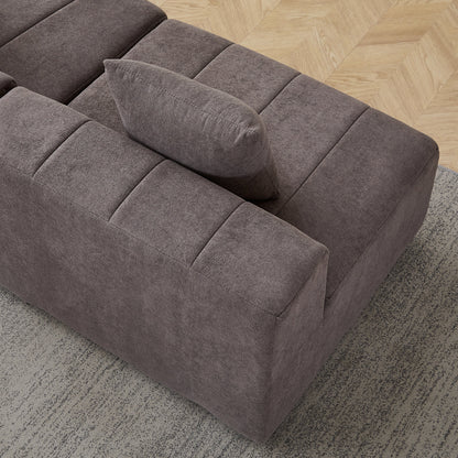 Chenille curved sectional sofa with 2 pillows,Curved Symmetrical Modular Semi Circular Sofa Sectional for bedroom, living room, office for leisure or nap, reading room, and lobby