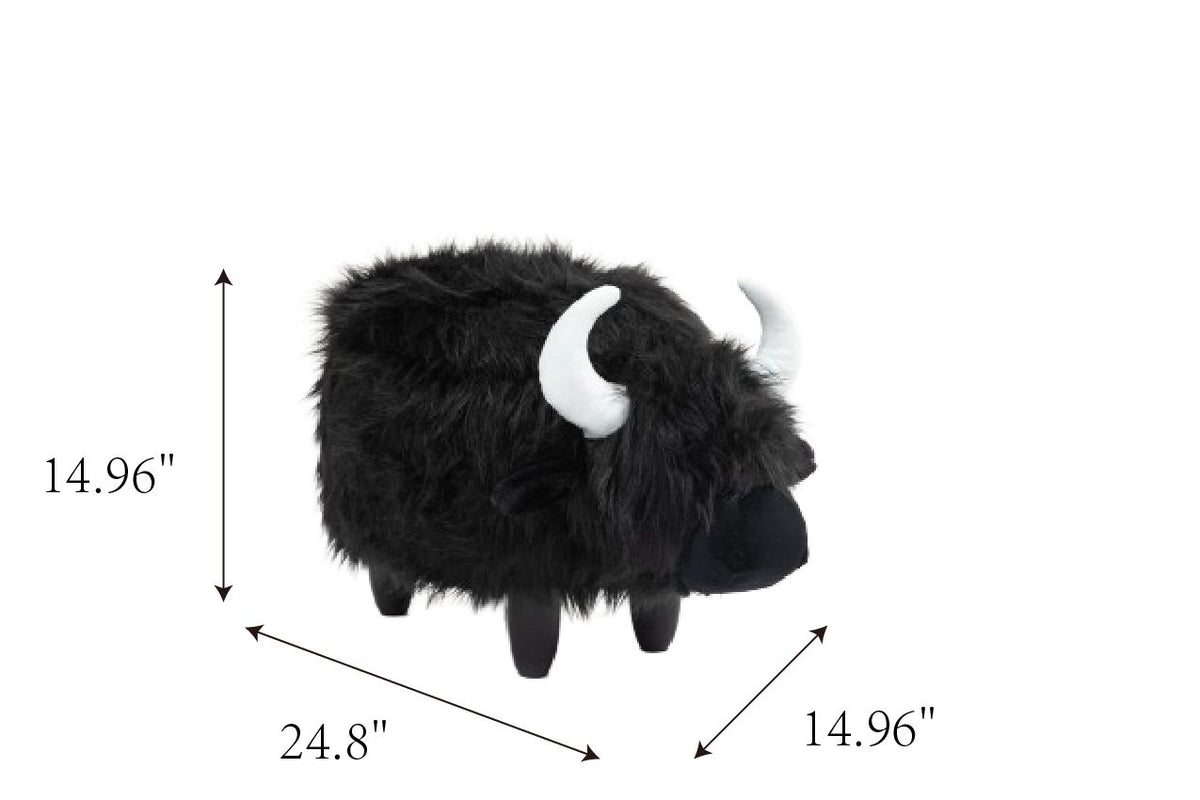 Harry the Buffalo Cow Storage Ottoman- Black