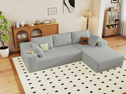 96' Cloud Sectional Couch with L-Shape Chaise,Modern Modular Sofa with Deep Seat, Upholstered Couches for Living Room Bedroom,No Assembly Required (Plush Corduroy Fabric)