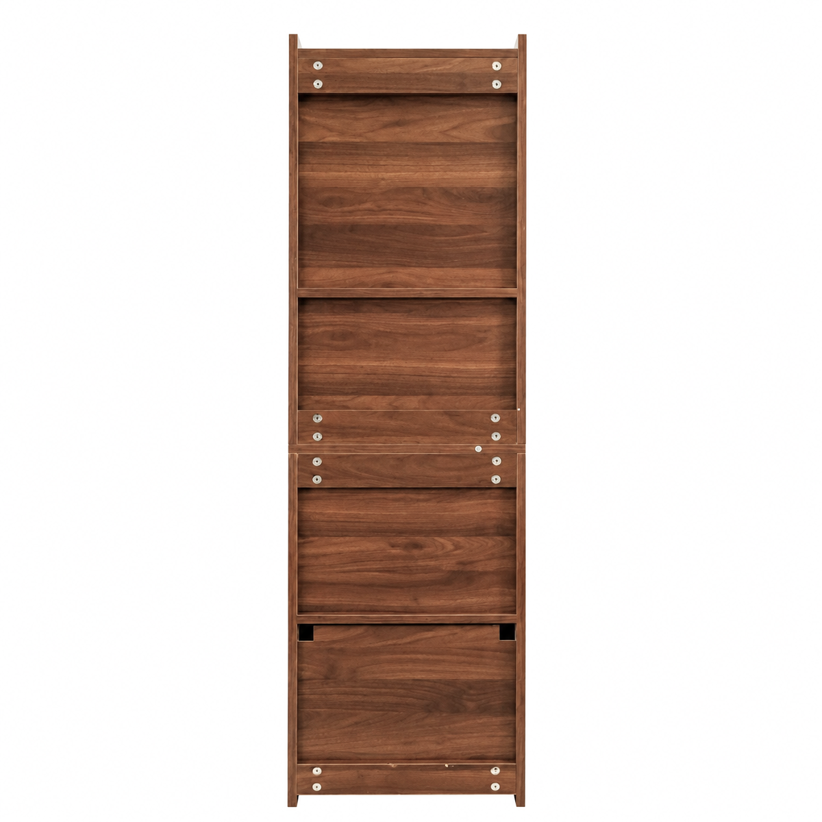 Tall Nightstand with  Glass Door, Mid-Century Modern Bedside Table with Open Shelves and 2 Drawers, Walnut Wood Night Stand & Bookshelf for Bedroom, Living Room